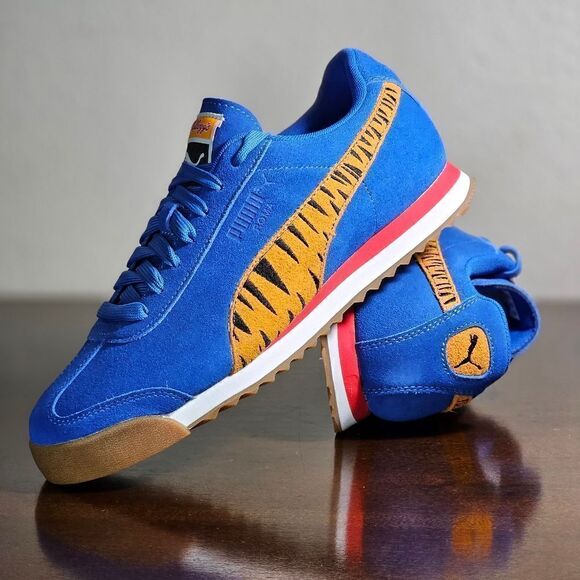 Puma Roma Tony The Tiger Kellogg's Frosted Flakes Suede Shoes Blue Orange W 6.5 - Picture 14 of 14